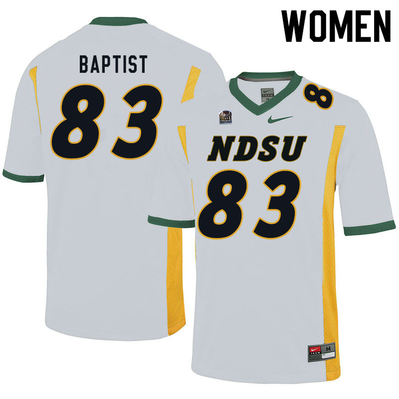 Women #83 DJ Baptist North Dakota State Bison College Football Jerseys Sale-White - Click Image to Close